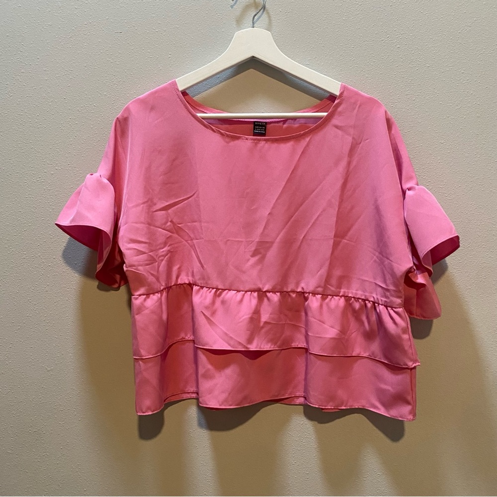 Pink Tiered Ruffle Top